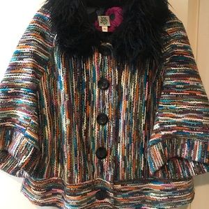 Ivy Jane Multicolored woven jacket with faux fur color. Size XL $70